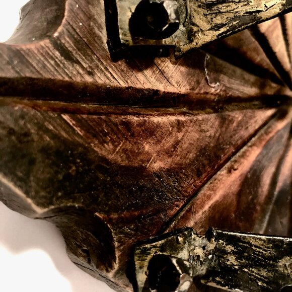 Wooden Vintage Brutalist Candelabra with horseshoe base. Made in Spain. - Picture 7 of 8